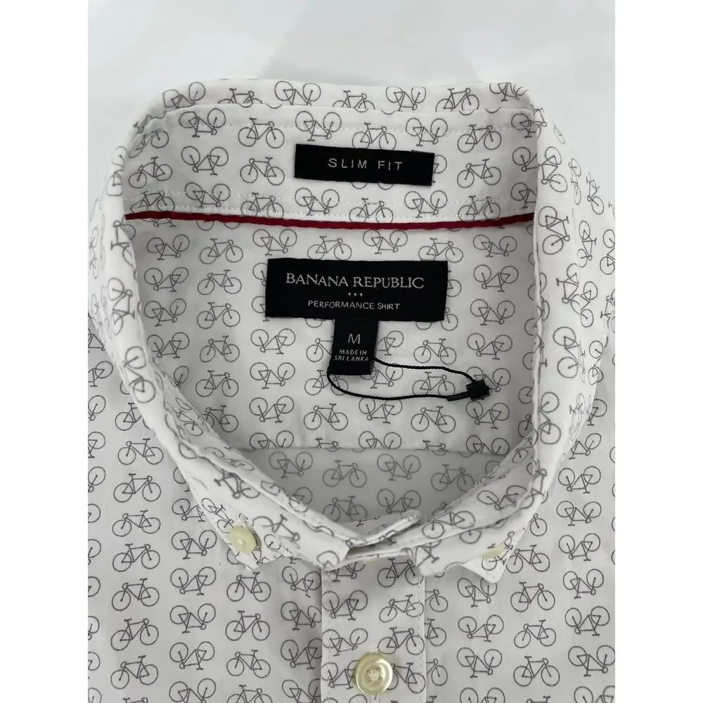 Banana Republic Dress Shirt Men’s M Slim Fit Bicycle Graphic